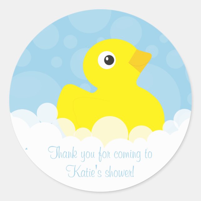 Rubber Ducky Thank You Stickers - Blue (Front)