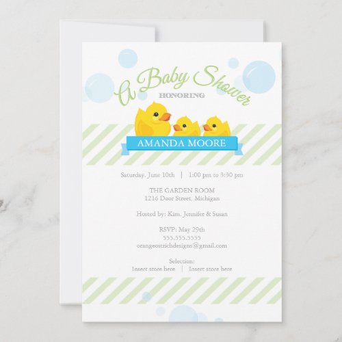 Rubber Ducky   Twins Baby Shower Invitation