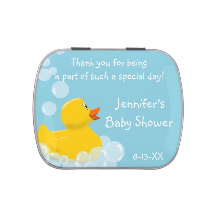 Rubber Ducky With Bubbles Baby Shower Favor Jelly Belly Tins