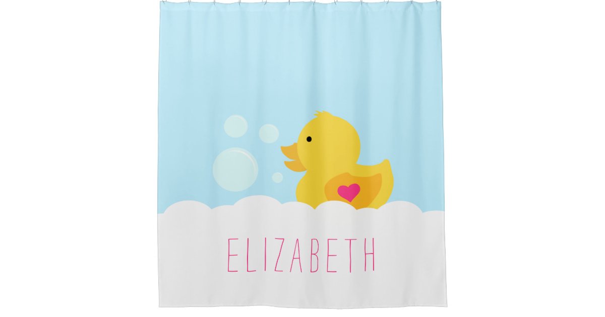 Rubber Ducky With Pink Heart Shower Curtain Zazzle Com