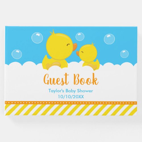 Rubber Ducky Yellow and Blue Baby Shower Guest Book