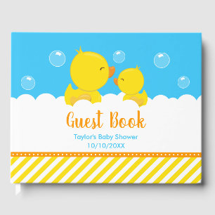 Rubber Ducky Yellow and Blue Baby Shower Guest Book