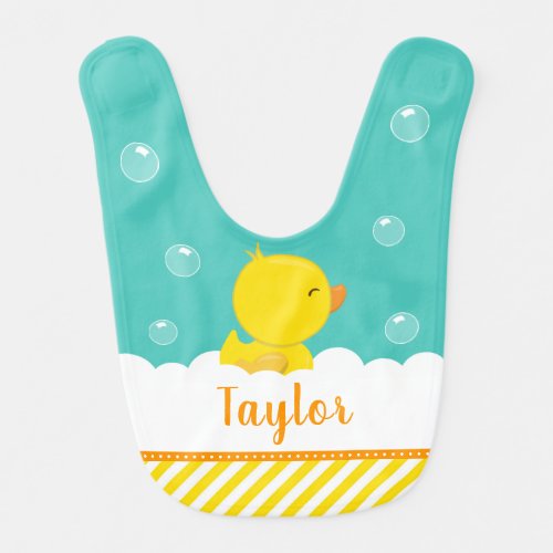 Rubber Ducky Yellow and Green Baby Bib