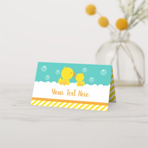 Rubber Ducky Yellow and Green Baby Shower Place Card
