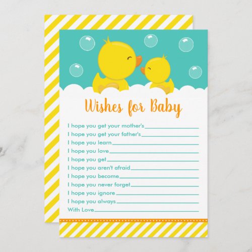 Rubber Ducky Yellow and Green Wishes For Baby Invitation