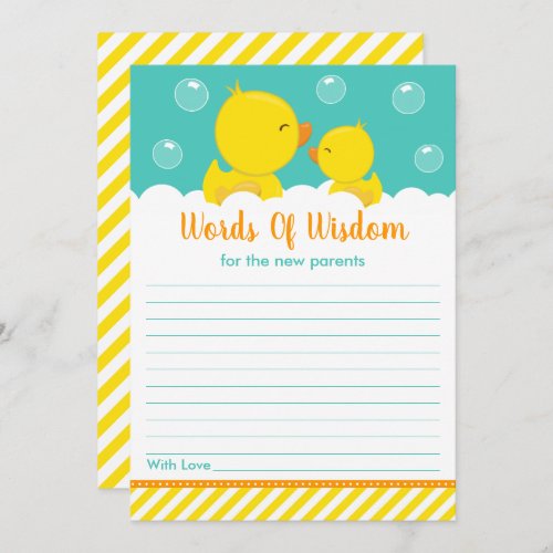 Rubber Ducky Yellow and Green Words of Wisdom Invitation