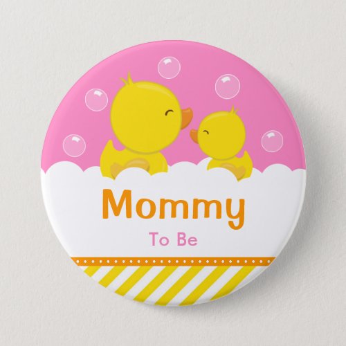 Rubber Ducky Yellow and Pink Mommy To Be Button