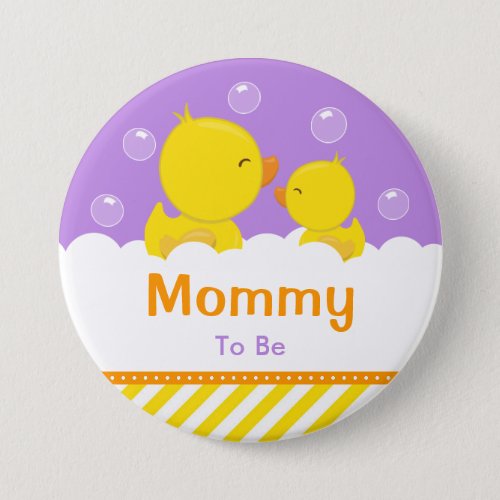 Rubber Ducky Yellow and Purple Mommy To Be Button