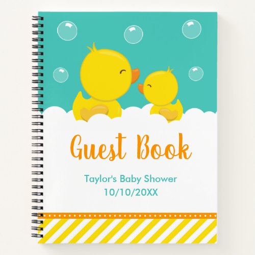 Rubber Ducky Yellow Green Baby Shower Guest Book