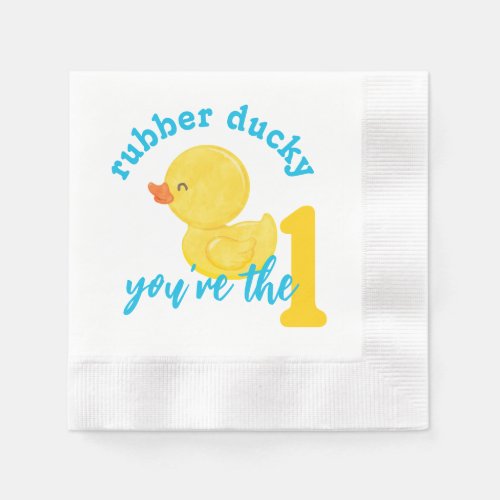 Rubber Ducky Youre the One First Birthday Napkins