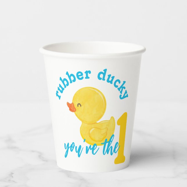 Rubber Ducky You're the One First Birthday Paper Cups (Front)