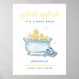Rubber Mommy Duck Bathtub Baby Shower Welcome Poster