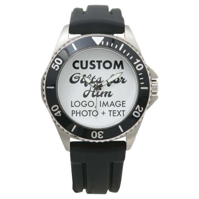 Rubber, Stainless Steel Watch Custom Gifts for Him (Front)