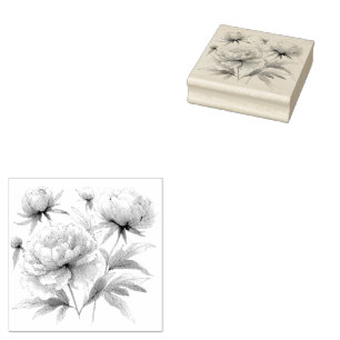 Rubber Stamp Peonies Var01