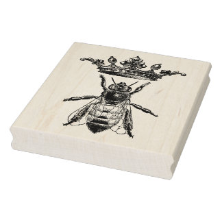 Rubber stamp with vintage queen bee