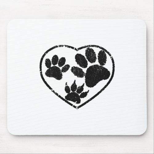 Rubber Stamped Heart And Pet Paw Prints Mouse Pad