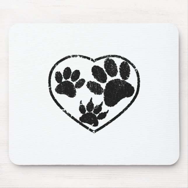 Rubber Stamped Heart And Pet Paw Prints Mouse Pad (Front)