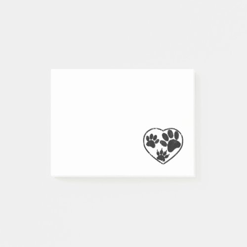 Rubber Stamped Heart And Pet Paw Prints Post_it Notes