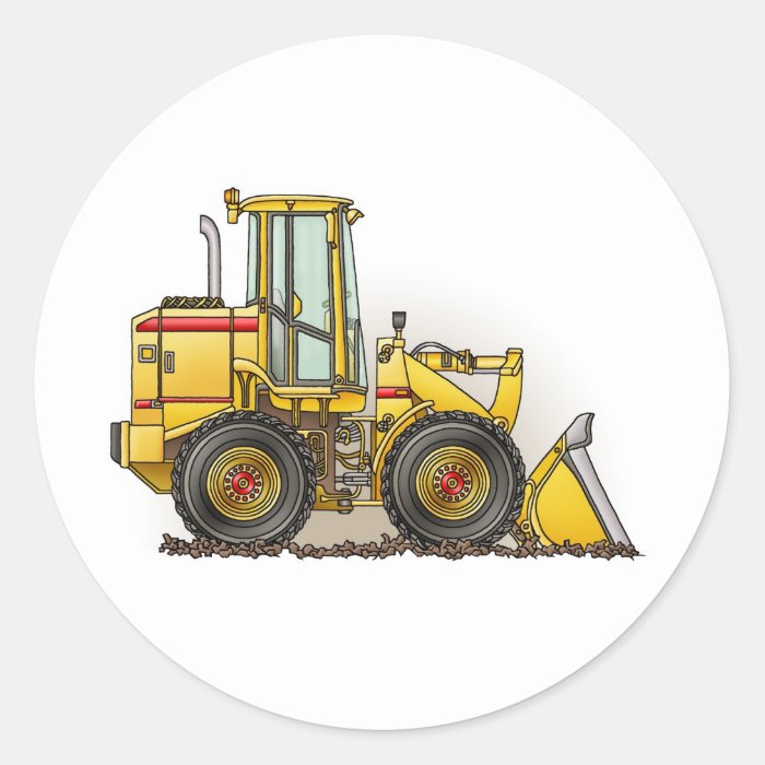 Rubber Tire Loader Construction Equipment Round Stickers