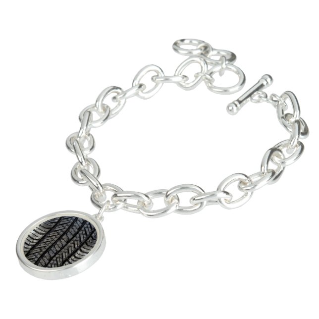 Rubber Tire Style Automotive Texture Charm Bracelet (Side)