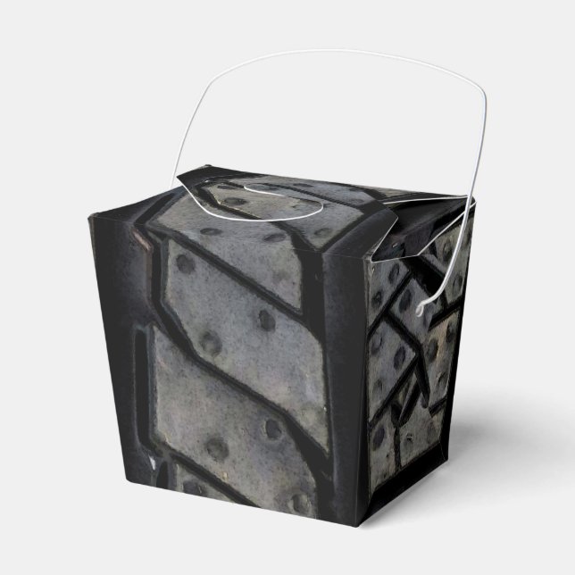 Rubber Tire Style Automotive Texture Favor Boxes (Front Side)