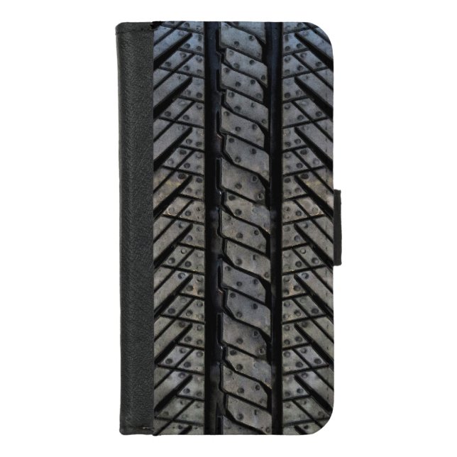 Rubber Tire Style Automotive Texture iPhone Wallet Case (Front)