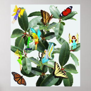 RUBBER TREE FAIRIES AND BUTTERFLIES POSTER