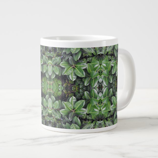 Rubber Tree Leaf Pattern Large Coffee Mug (Front Right)