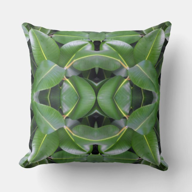 Rubber Tree Pattern Throw Pillow (Front)