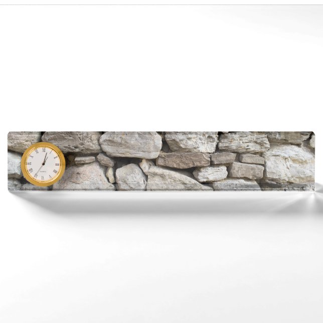 Rubble stone wall pattern desk name plate (Front)