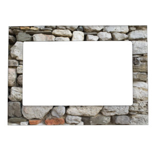 Rubble stone wall pattern magnetic photo frame