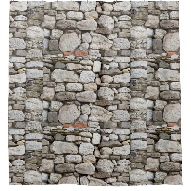 Rubble stone wall pattern shower curtain (Front)