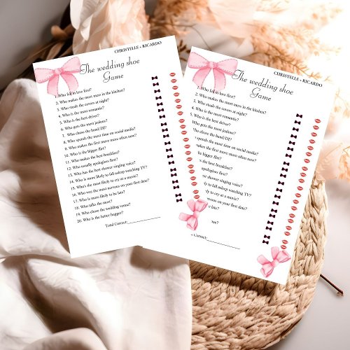 Rubbon Knot Bride  Groom Bridal Shower Game Card