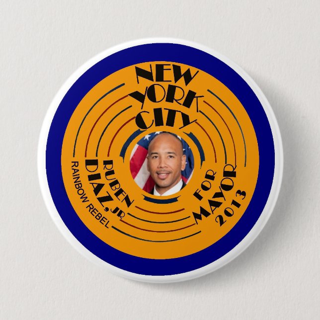 Ruben Diaz, Jr. NYC Mayor 2013 Button (Front)