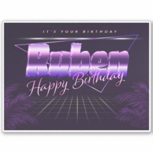Ruben name first name purple retro sticker birthda