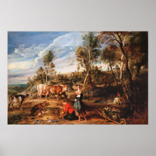 Rubens - Milkmaids With Cattle In Landscape, Laken Poster
