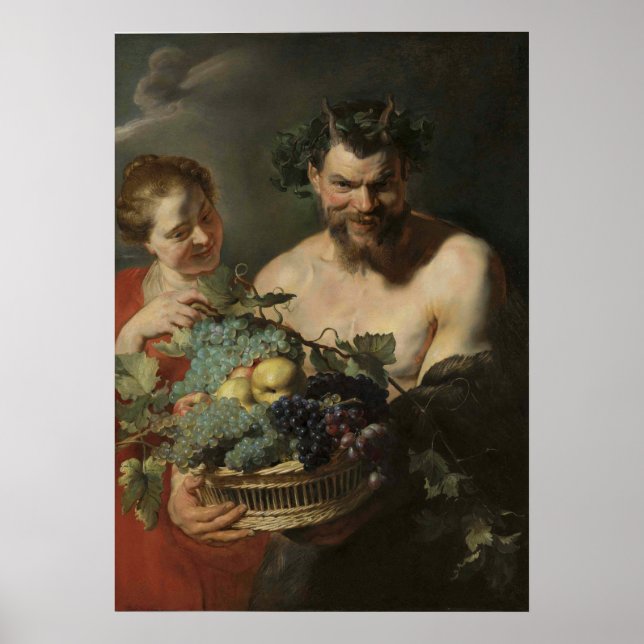 Rubens – Satyr & Nymph with Grapes and Quinces Poster (Front)