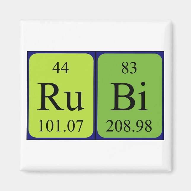 Rubi periodic table name magnet (Front)