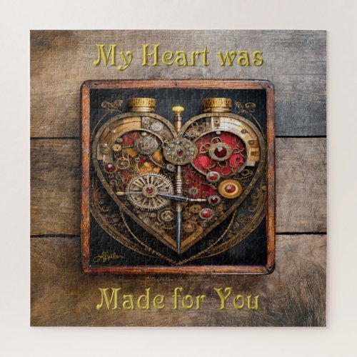 Rubies And Gears Heart Steampunk Series Jigsaw Puzzle