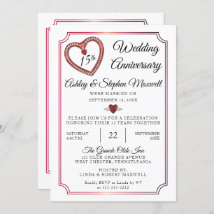 Rubies Diamonds 15th Wedding Anniversary Party Invitation