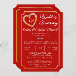 Rubies Diamonds 15th Wedding Anniversary Party Invitation