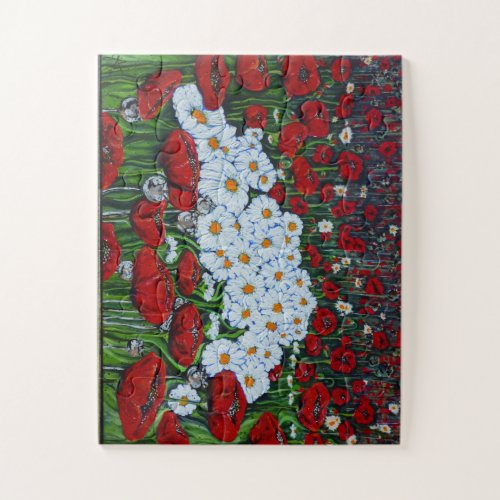 Rubies Pearls Poppies Poppy Daisy Daisies Flowers Jigsaw Puzzle