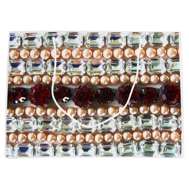 Rubies, Rhinestone, diamonds, jewelry, pearls Large Gift Bag (Front)