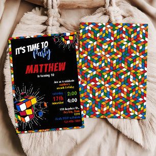 Rubiks rainbow birthday Invitation