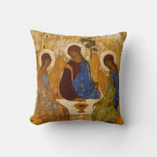 Rublev Icon Holy Trinity Angels  Throw Pillow