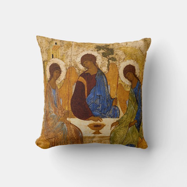 Rublev Icon Holy Trinity Angels  Throw Pillow (Front)