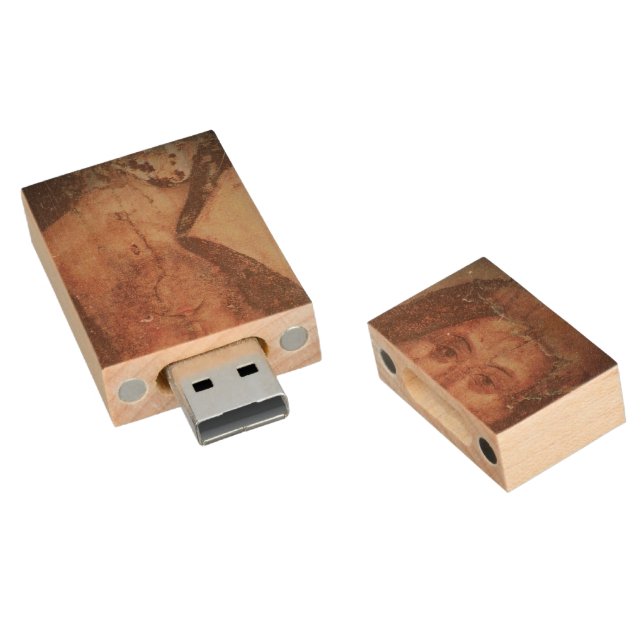 Rublev Jesus Christ Icon Wood USB Flash Drive (Angled)