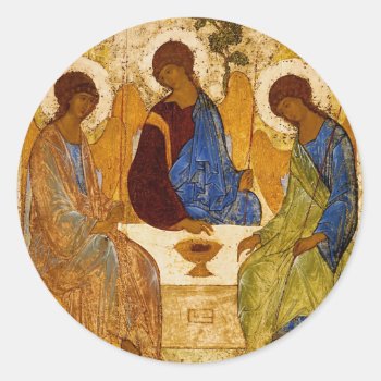 Rublev Trinity At The Table Classic Round Sticker by thewrittenword at Zazzle