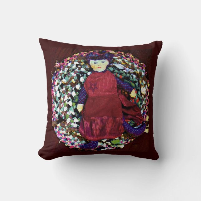 Rubra the Rag Queen Throw Pillow (Front)