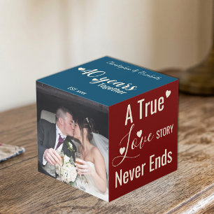 Ruby 40 years anniversary red blue photo cube